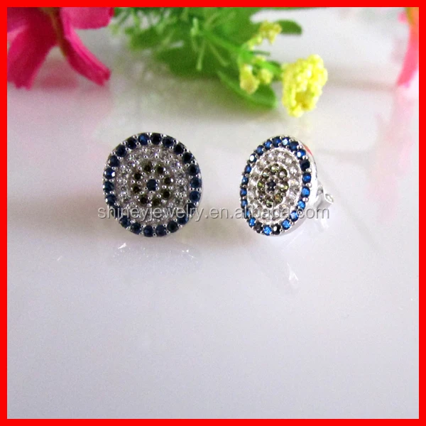 925 sterling silver micro pave cz evil eye earring