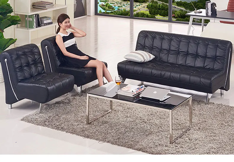 Modern minimalist visitor business reception office three-person sofa coffee table combination
