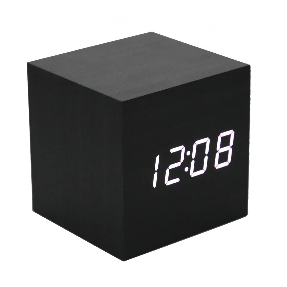 

High quality LED wooden table clock, Brown;black;white;wood