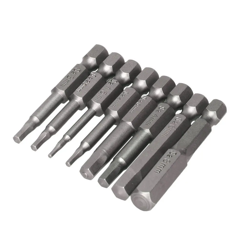 100mm Length Bestgle 6Pcs Inner Hexagon Head Screwdriver Bit Set 1/4