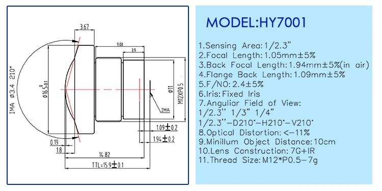 Newly Innovative 1.05mm wide angle low distortion 4k  m12 camera board lens for wifi ip camera