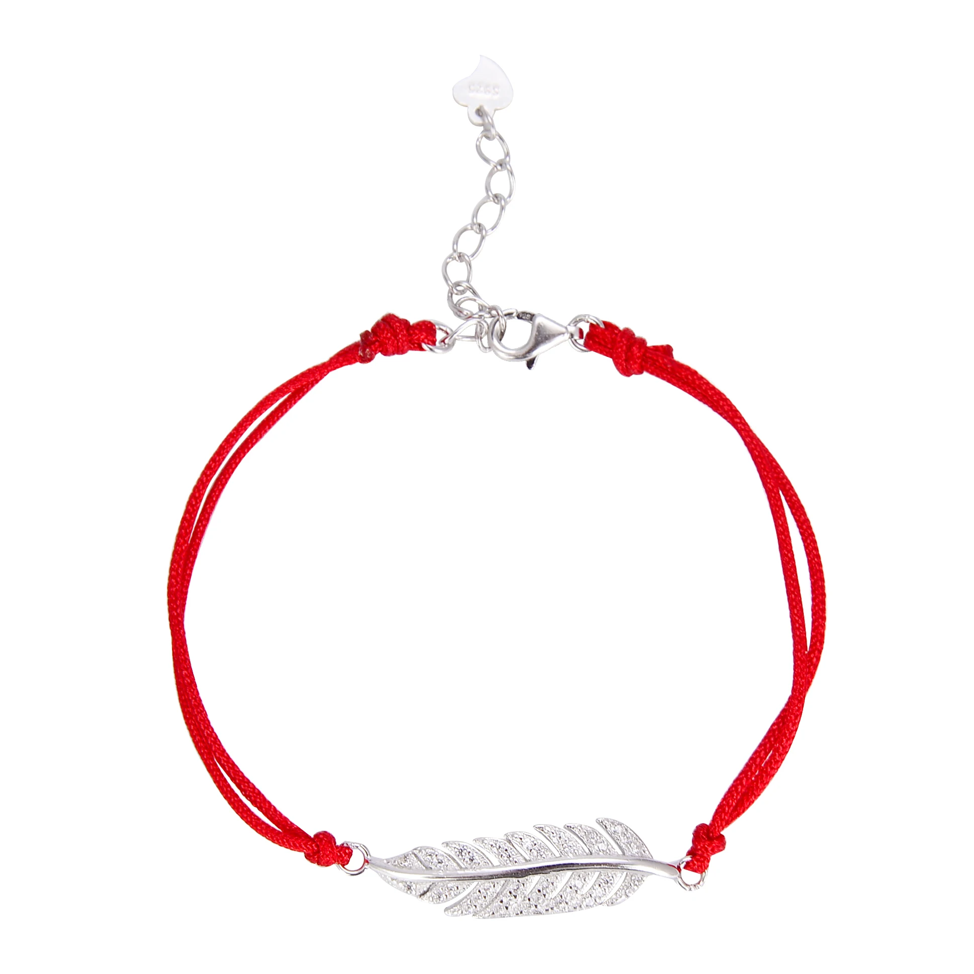 

Handmade Silver Red Rope Bracelet for Women