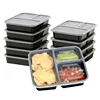 reusable 3 compartment takeaway Disposable Plastic meal prep food containers with lids