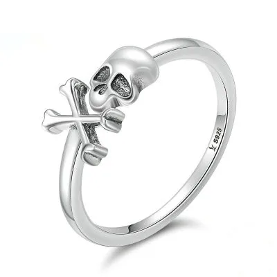 

Cool Halloween Design 925 Sterling Silver Skull Bone Open Ring for Girls, As pictures