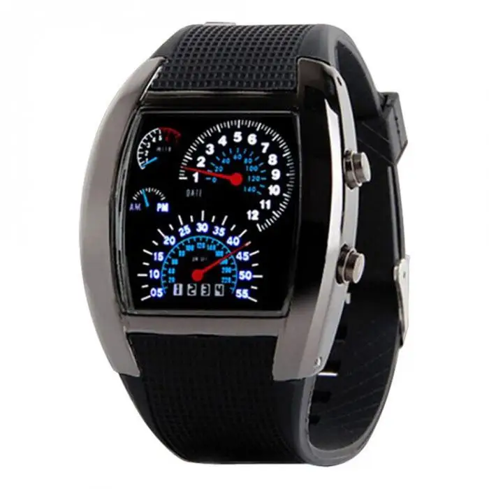 

Fashion Men Sports Display Race Speed Car Meter Dial Military Dashboard LED Watch