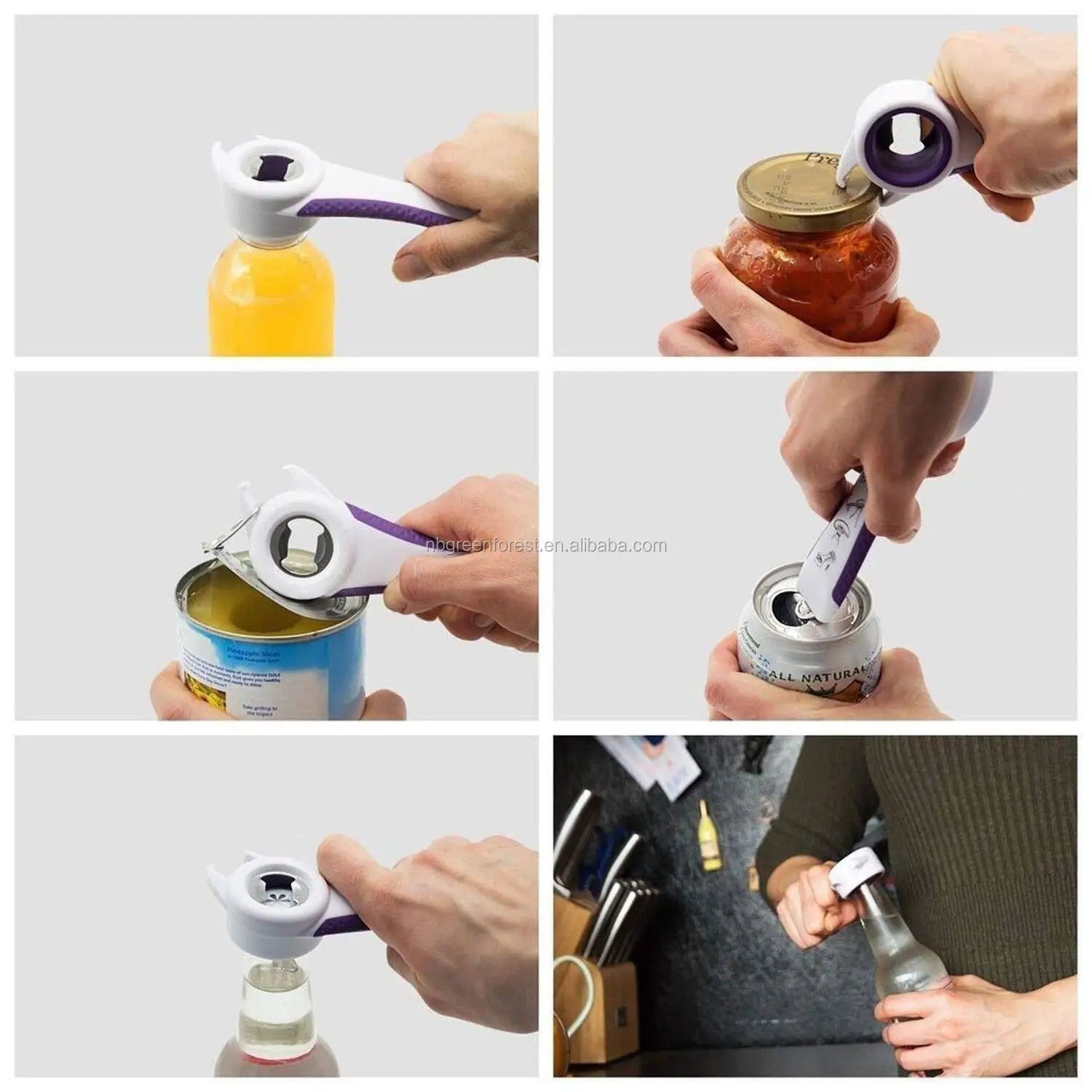 Bottle Opener Allinone Beer Bottle Cap Opener Easy Grip Jar Opener