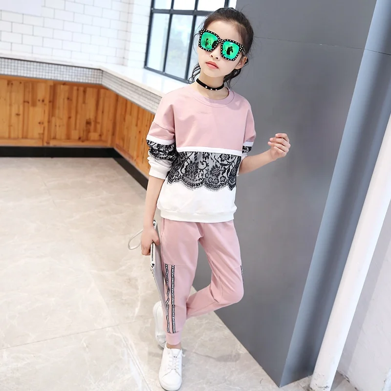 

B22653A Children's autumn Patchwork hoodie set casual wear 2pcs clothing sets
