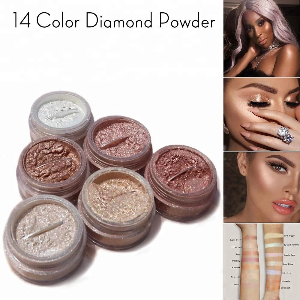 

OEM Private Label Diamond Glow Powder Illuminati Gold Coutour Highlight Loose Powder, Multi-colors