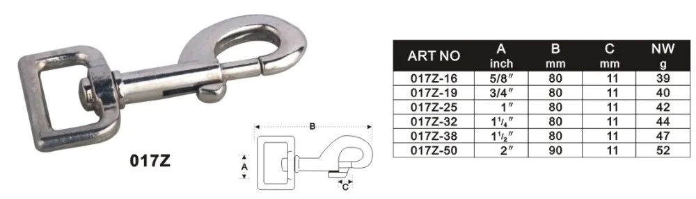 BT-017Z 1 Inch Zinc Alloy Eye Bolt Dog Leash Snap Swivel Snap Hook