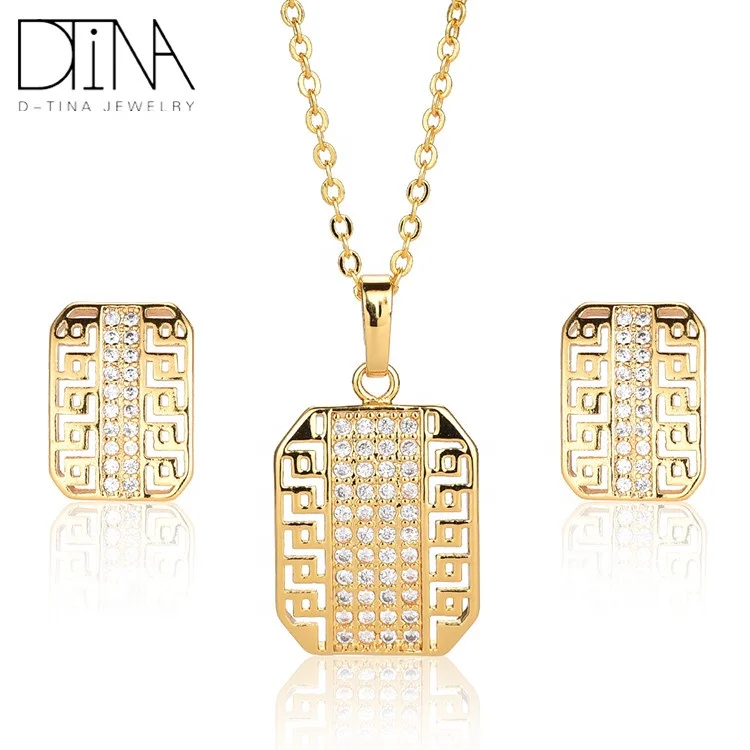 

DTINA Gold Platedcz Necklace Earrings Pendant Jewelry Set For Wedding, Gold color
