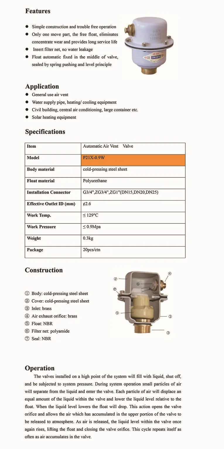 P21x0.9w Automatic Radiator Air Vent Valve Buy Float Air Vent