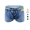 Men's underwear cotton denim printed stretch mid-waist boxer underwear