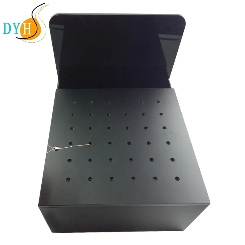 DYH customized black acrylic security retractable antitheft ring display with 36 holes, View