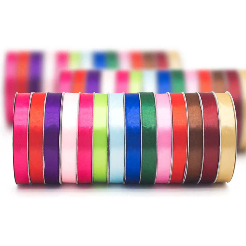 

Ribbon factory wholesale custom solid color polyester single faced satin ribbon, 196 colors for you choose