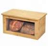 2018 New Bamboo Bread Box with Cutting Board Serving Tray and Clear Front Window Large Capacity Storage