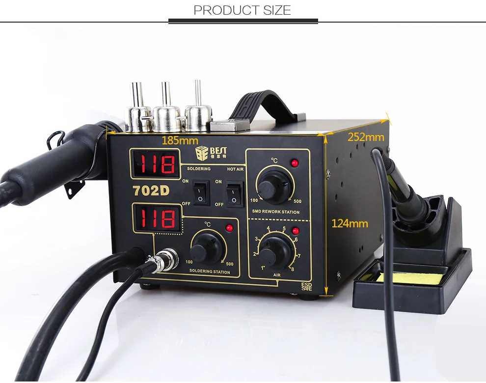 Bst702d 2 In 1 Digital Display Rework Station Soldering Iron And Heat