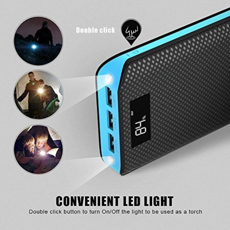 Portable 24000mAh Power Bank 3 USB LED Light Backup Battery Charger For iPhone X 8 Samsung High Quality - ANKUX.COM