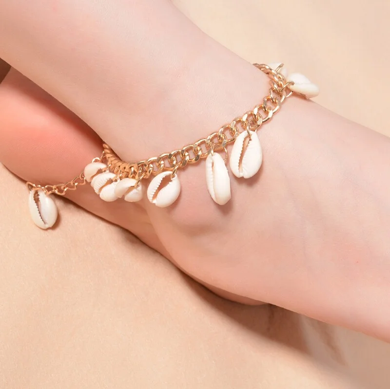 

Summer Beach Sea Shell Pendant Anklets Bracelets Bohemian Gold Color Anklets Chain Party Gifts For Female, Sliver