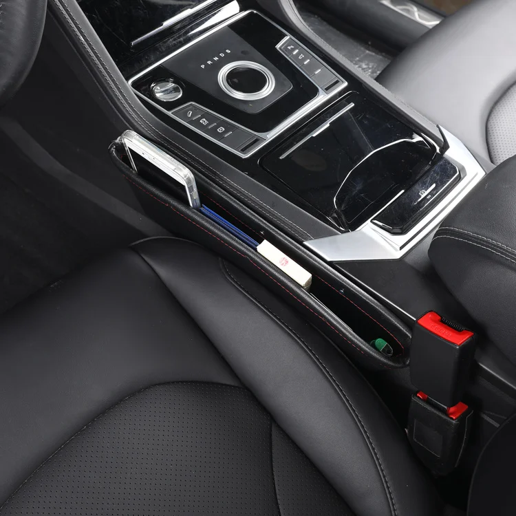 
Pu Leather Car Seat Gap Filler With Coin Box & Phone Storage 