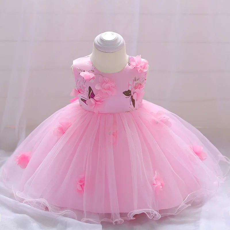 

Hao Baby Girl Flower Lace Dress Baby Birthday Party Wedding Princess Dress Baby Frocks Designs for 18 month -2 years, Pink,voilet