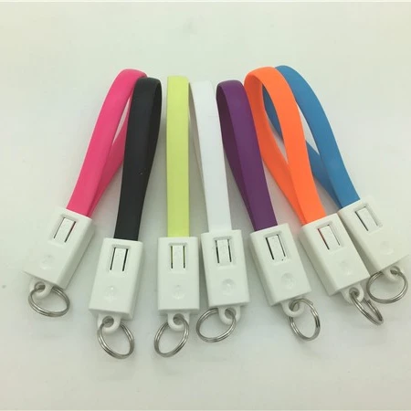 

Gift Promotional Keychain Micro USB Data Charging Key Chain USB Cable for iPhone 7, Black;blue;pink;orange;white;purple
