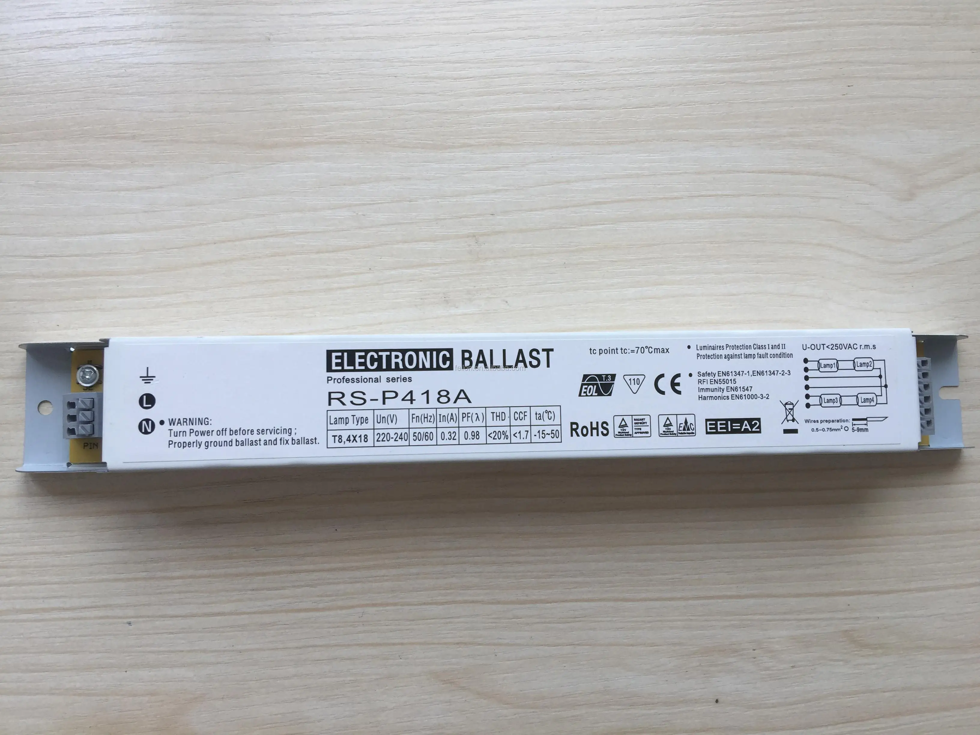 2x36w Electronic Ballast Of Fluorescent Lamp Power Factor 0.98pf Emc
