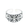 New 925 Silver Ring European and American Vintage Decorative Chrome Punk Style Heart