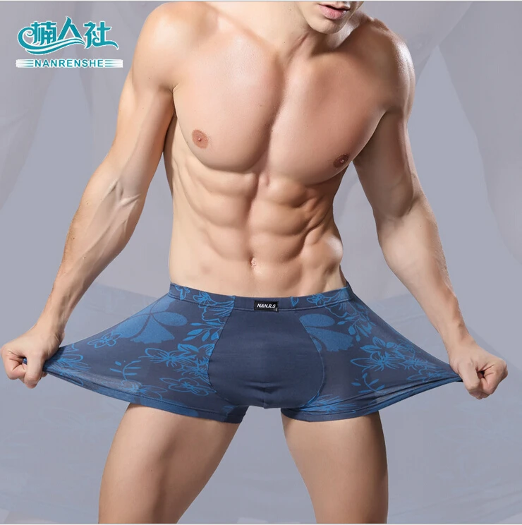 Soft breathable Bamboo fiber Men Underwear U convex corner men s modal Flower printed pants Boxers