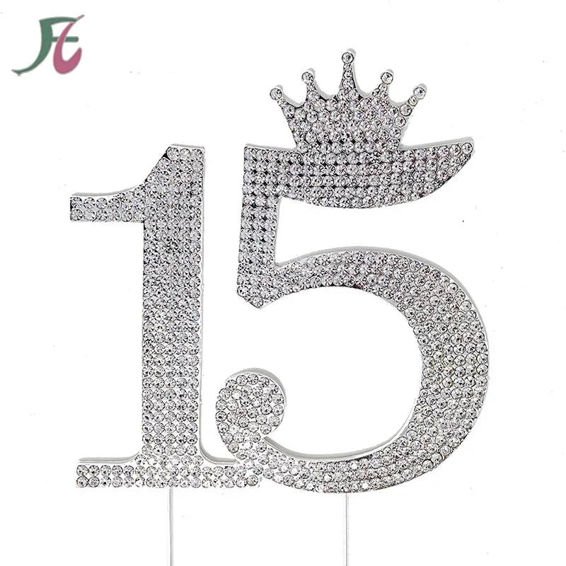 Number 15 Quince Cake Topper Rhinestone Set Quinceanera birthday party supplies 