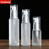 30ml 1oz Mini Frosted Glass Jar Pot Refillable Makeup Lotion Cream Pump Bottle Empty Cosmetic Parfum Bottle