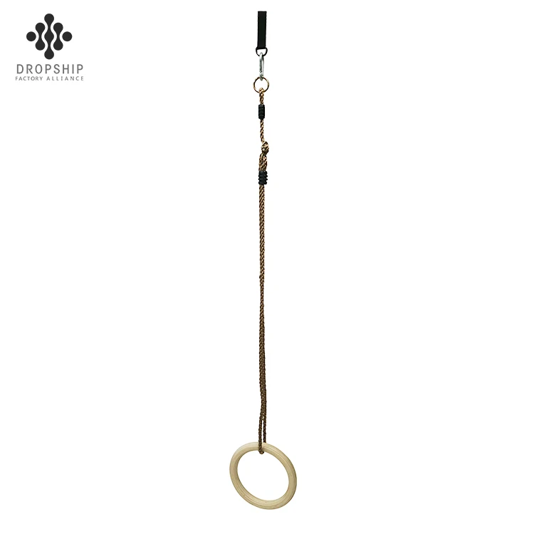 SA-185 Hot selling high quality Professional wooden gym ring swing hanger with PE rope  trapeze wooden bar swing