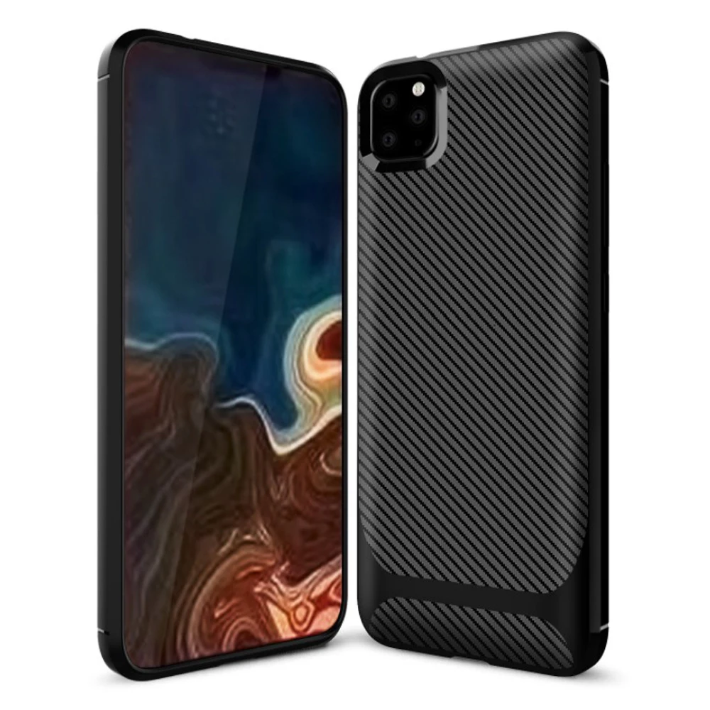 

New Products Carbon Fiber TPU Phone Cases for iPhone 11 Pro Max, Black, red, blue, green