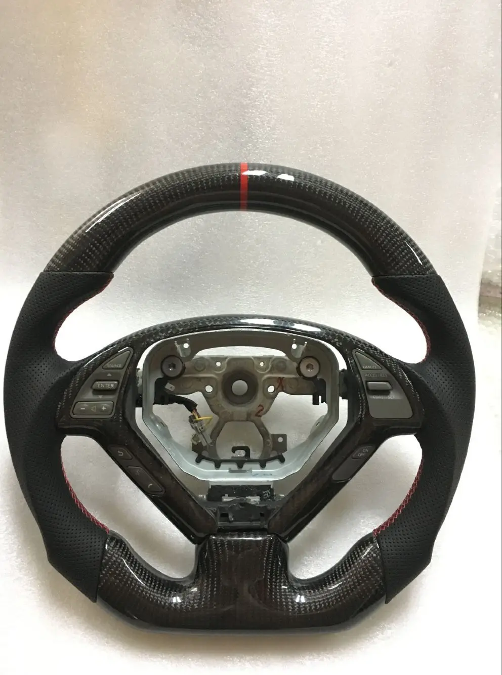 Promotion 100 Real Carbon Fiber/Leather Car Steering Wheel For