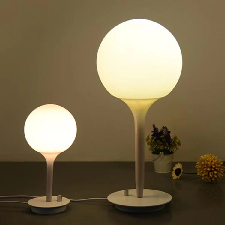 milk white round glass metal base wholesale ball table lamps