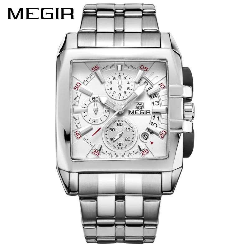 

Megir MS2018G-1 Men Quartz Watch Original Megir Watch Luxury Brand Stainless Steel Date Watches, 2 color for you choose