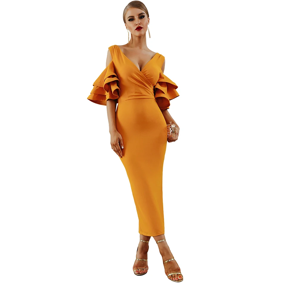 

Adyce New Summer Women Red Ruffle Butterfly Short Sleeve Midi Dress for Club