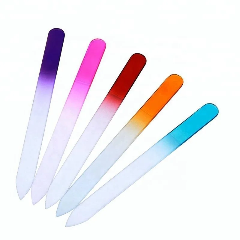 

OEM welcome Custom Double Side Colorful Printed Glass Nail File Wholesale,Crystal Nail File, Blue,green,pink and orange, also customized colors