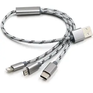 Nylon Braided 3 1 USB Charging Cable Mobile Phones