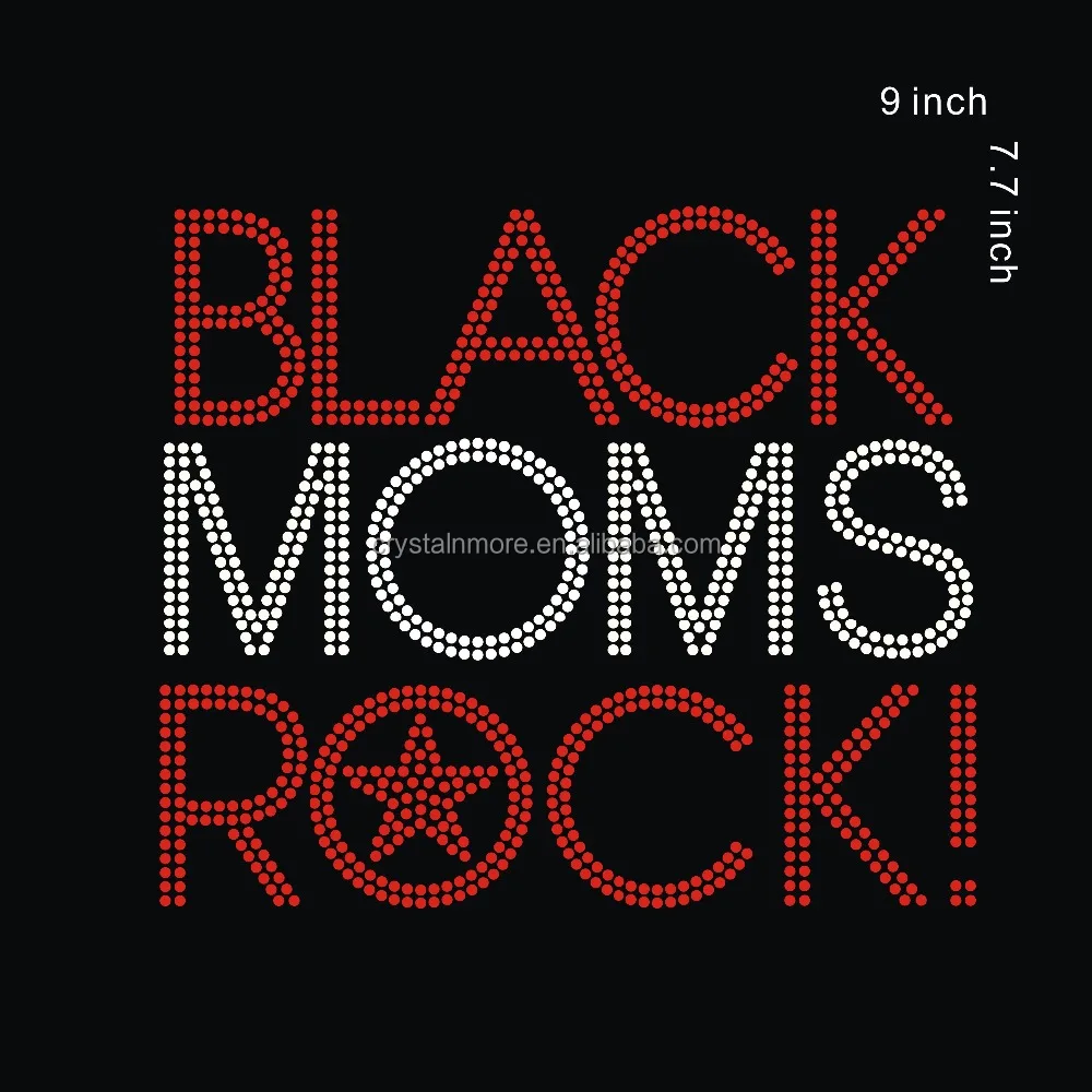 

wholesale Black Moms Rock Rhinestone Heat Transfer Bling for tank tops