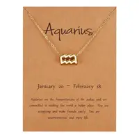

Charm Birthday Gift Gold Plated 12 Constellations Zodiac Sign Pendant Wish Card Necklace Jewelry For Women