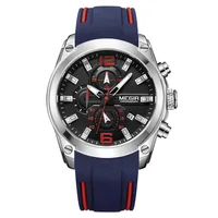 

Megir 2063 Mens Quartz Chronograph Watches Sport Military Silicone Wristwatch Luminous Hand Clock Auto Date