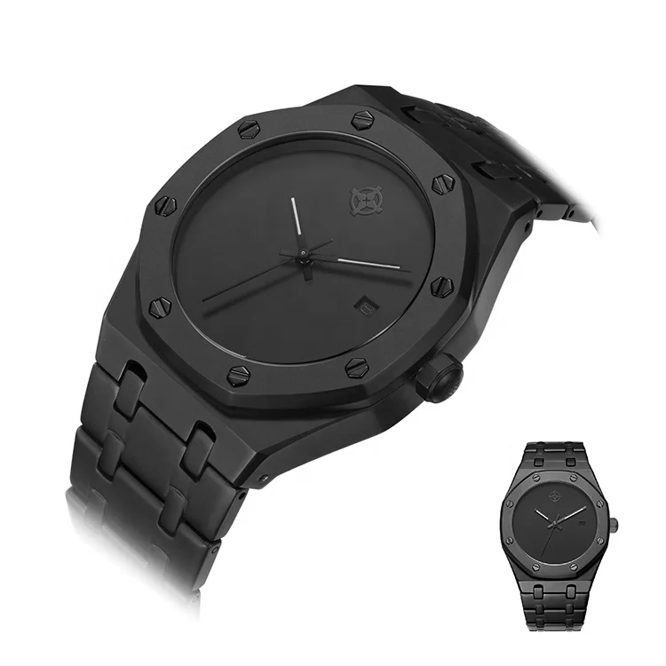 

OEM Custom Logo Fashion Japan Motz Men Quartz Watch All Stainless Steel Wristwatches, Black/silver/gold wristwatches