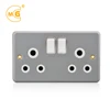 Metal clad wall power multi 3-pin plug round 15 amp socket outlet