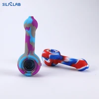 

Exquisite Silicon Rubber Smoke Pipe Tube For Weed Shatter Cigar Plastic Hand Pipe with Glass Bowl