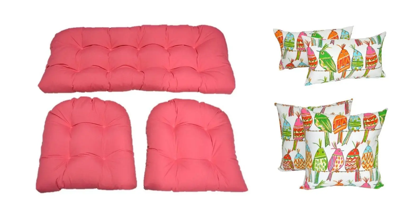 Buy Wicker Cushions And Pillows 7 Pc Set Solid Hot Pink Cushions