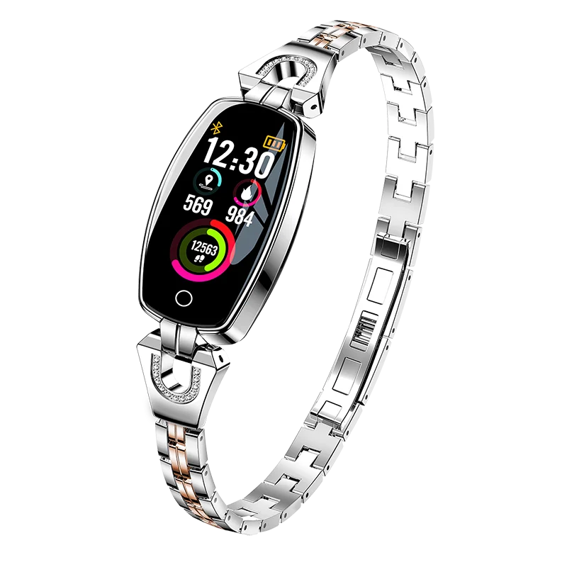 

New IP67 Waterproof Female Smart Watch H8 Heart Rate Blood Pressure Monitor Sport Smart Bracelet for Lady Gift, Gold;silver;black