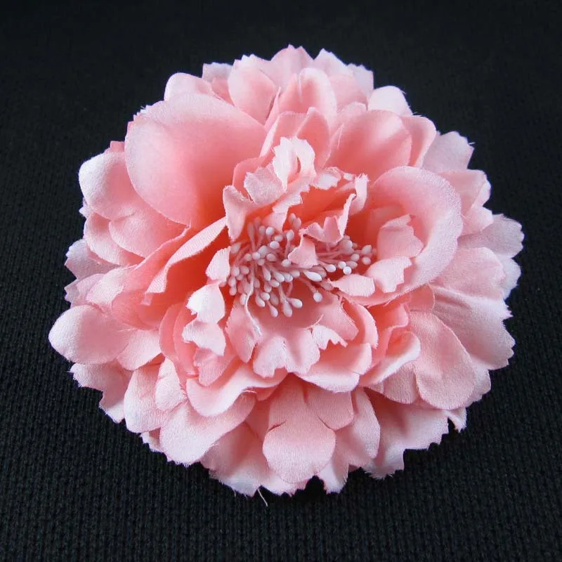 

BH210 Peony  plain flower corsage Fabric flower brooch with hair clips, As picture