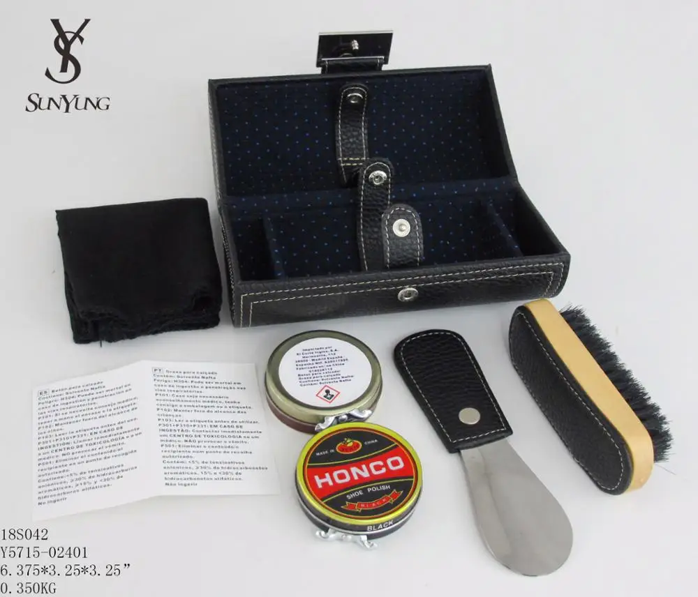 

Hot sale Travel Elegant Horn Shoe cleaner machine brush set shoe polish shine kit