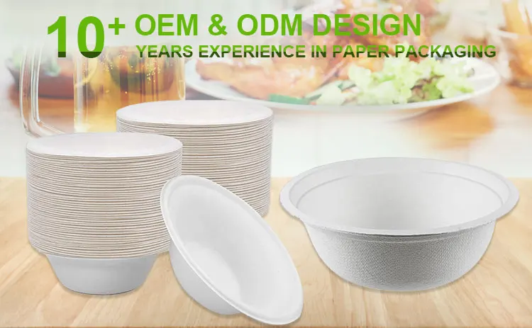 Compostable sugarcane dinnerware bowls disposable biodegradable bagasse tableware