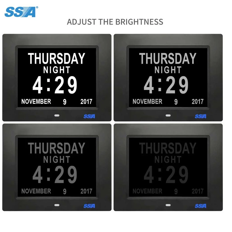 12 Inch Alarms Dementia Clock Large Display Digital Calendar Day Clock